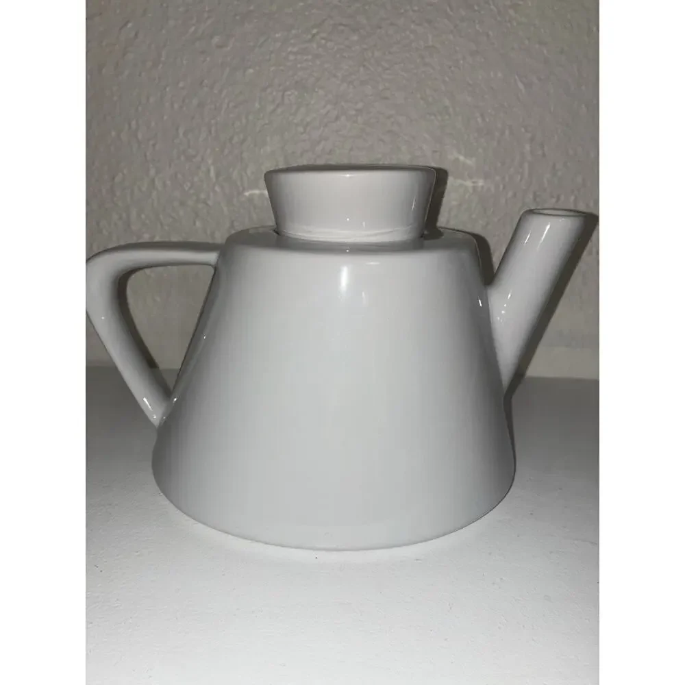 Ikea Modern LARGE (1.8L) White Porcelain Teapot w Lid Art Deco Danish MCM - Picture 4 of 8